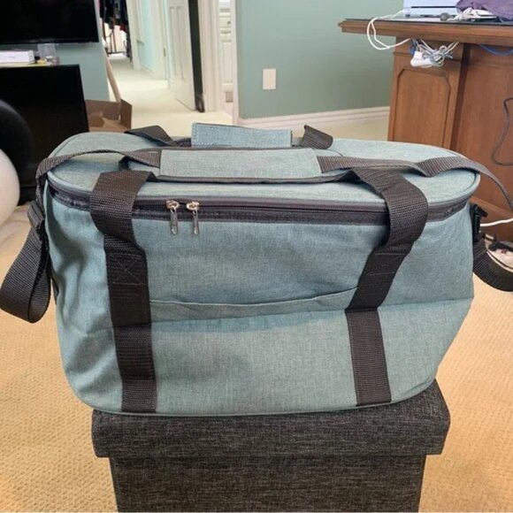 NWT DSW Textured Insulated Cooler Bag, Blue Green Aqua Large Picnic Tote Bag - Picture 9 of 9